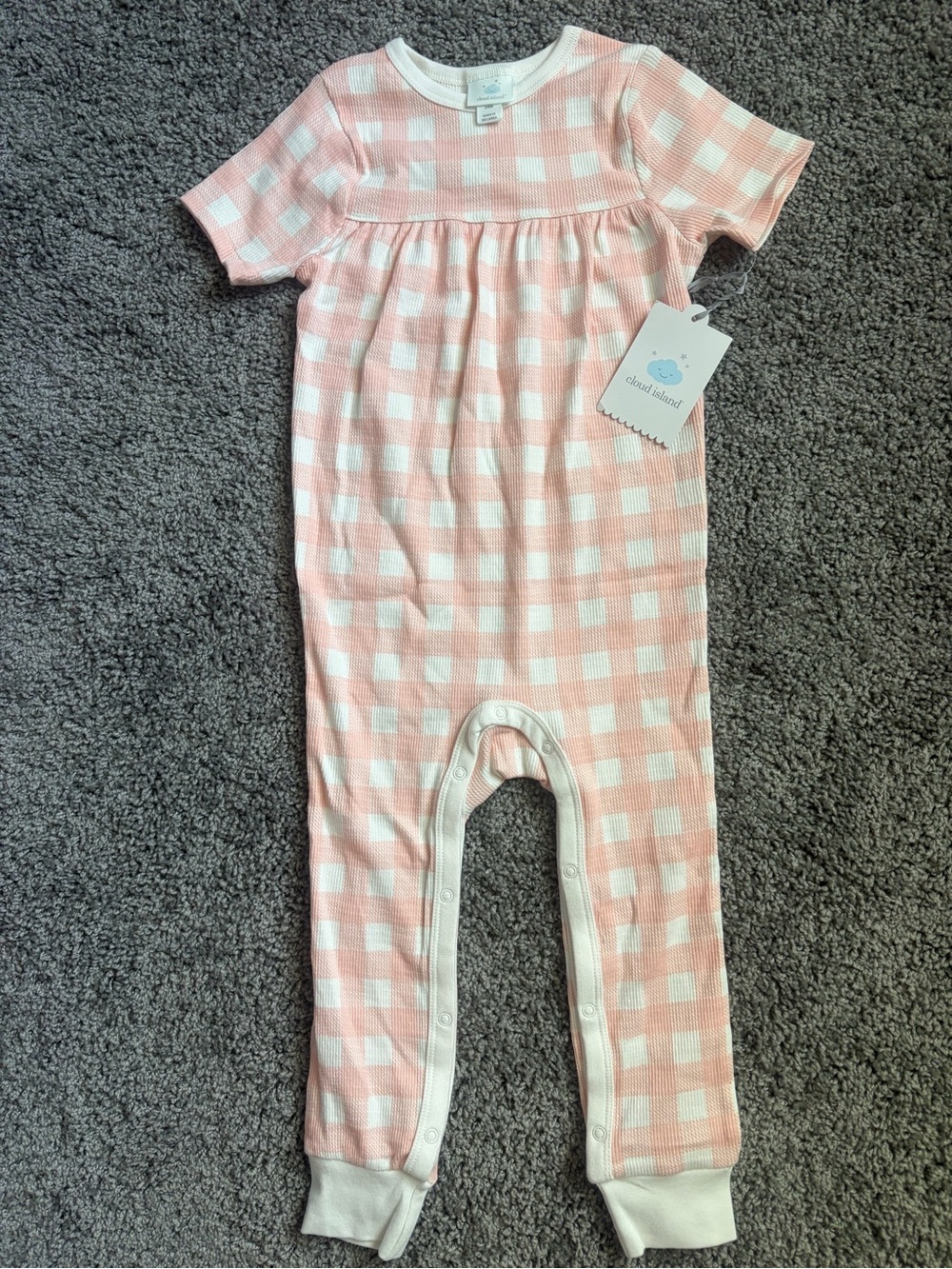 cloud island Pink and White Gingham One-Piece Bodysuit